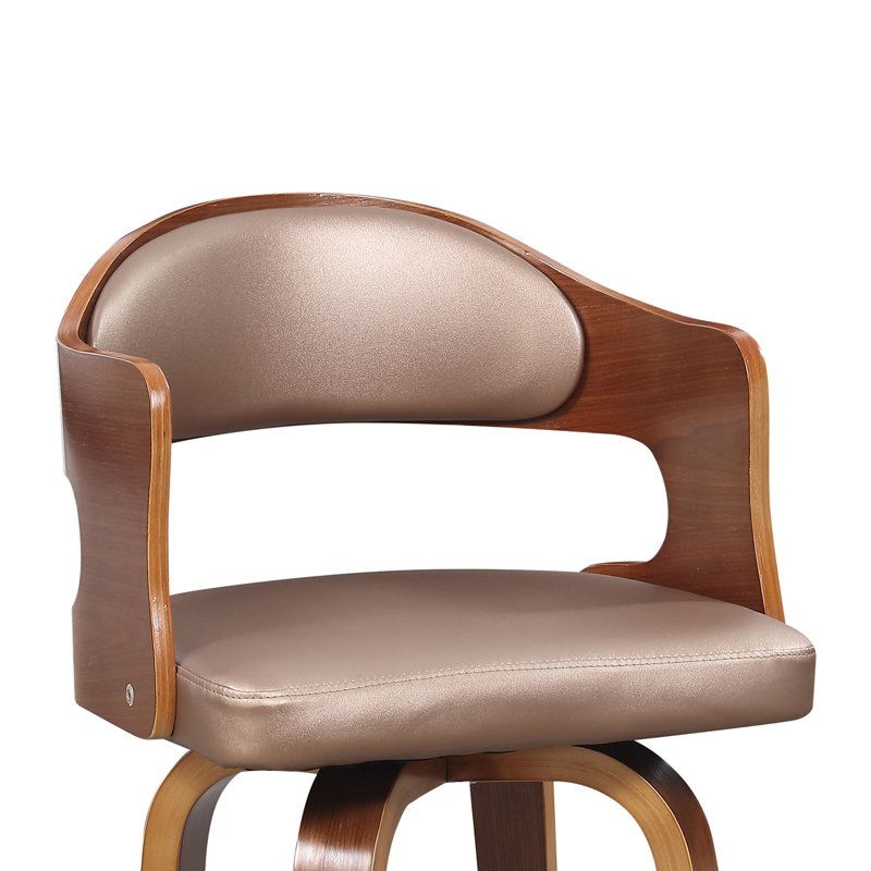 Mid-Century Swivel Barstool - 27-Inch Height, Copper Faux Leather