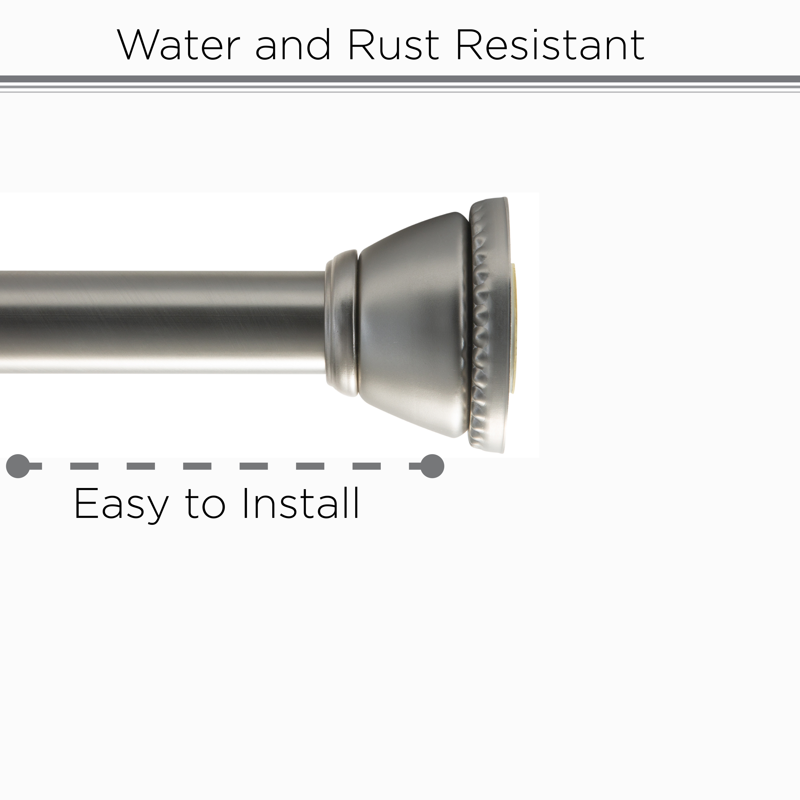 Satin Nickel Shower Curtain Tension Rod - Adjustable 42-72 Inches, Rust-Resistant