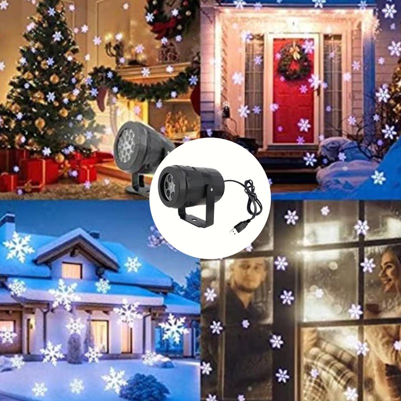 LED Christmas Snowman Snowflake Projection Light - Indoor Outdoor Holiday Decor