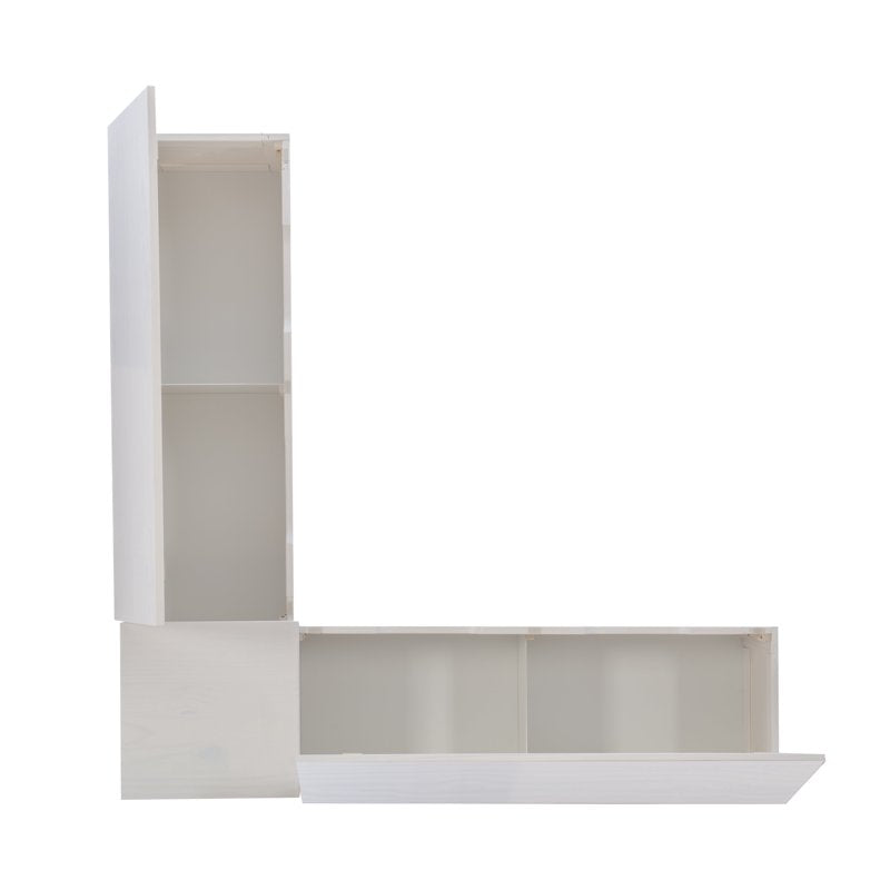Backless Corner Nook with Storage & 5-Piece Cushion Set - White/Black Stripe