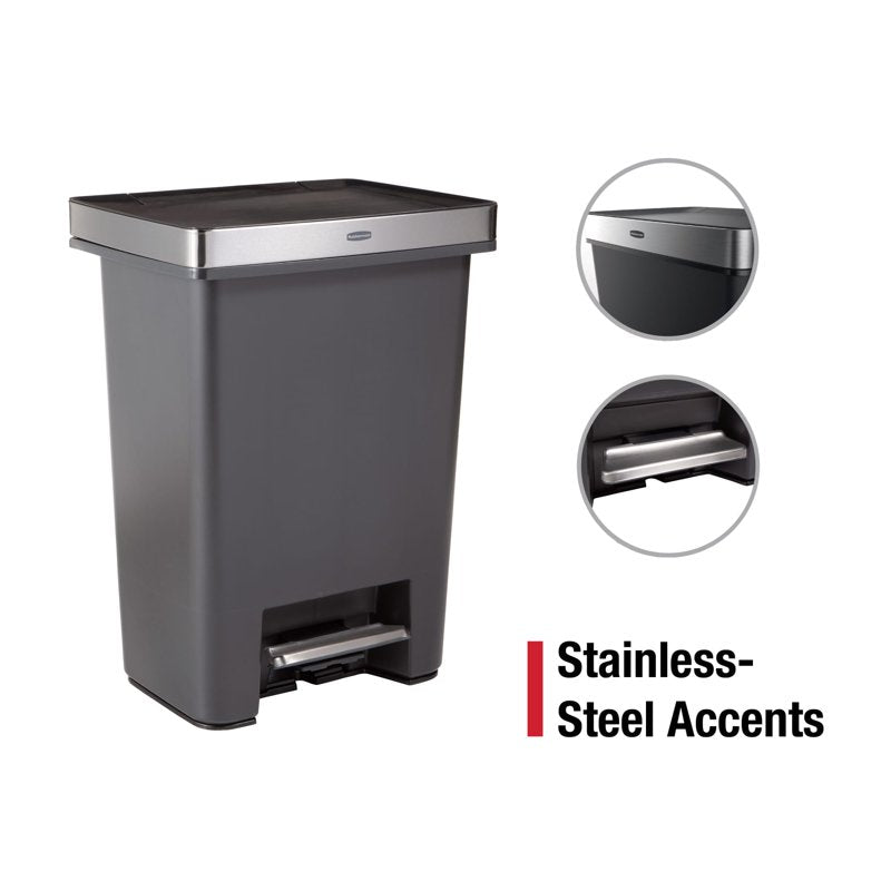 19 Gallon Dual Compartment Kitchen Trash Can - Stainless Steel Rim
