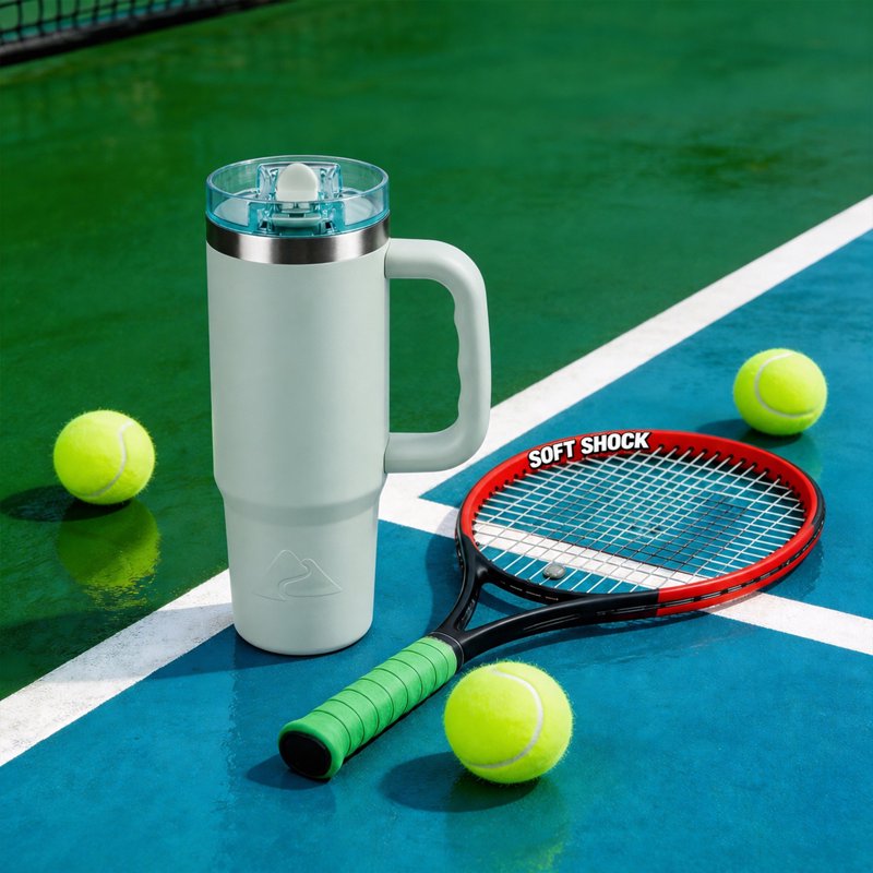 30 oz Insulated Stainless Steel Travel Tumbler with Handle - Sage Green