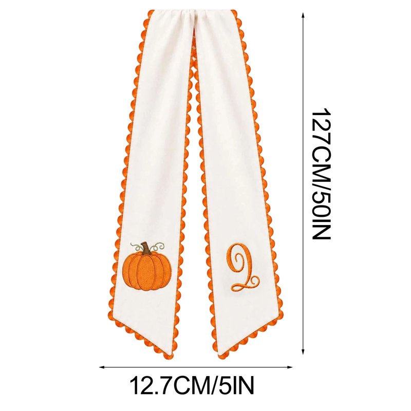 Pumpkin Embroidered Wreath Sash - Fall & Thanksgiving Decor - Q