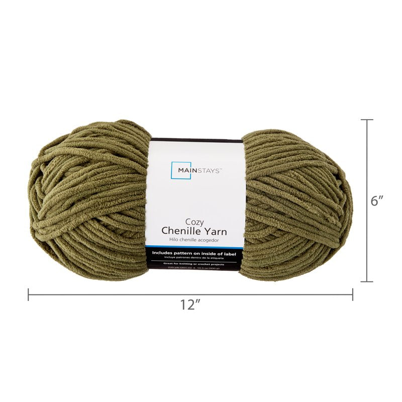 Mainstays Cozy Chenille Yarn - Winter Moss, 220 yd, Bulky, 100% Polyester - Single