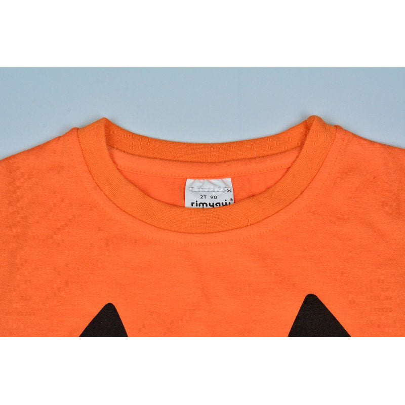 Toddler Boys Halloween Pumpkin Graphic T-Shirt - Orange 4T