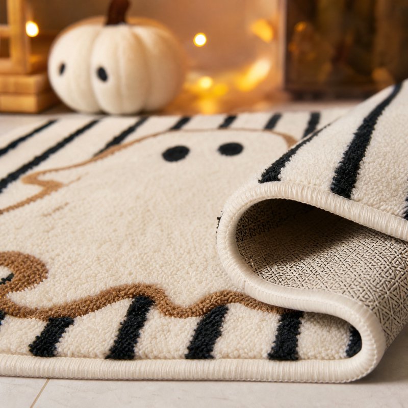 Halloween Doormat Double Ghost Tufted Mat with Rubber Backing - Fall Entryway Rug (Variation of THIS listing: 33_Printed Doormat_AG)