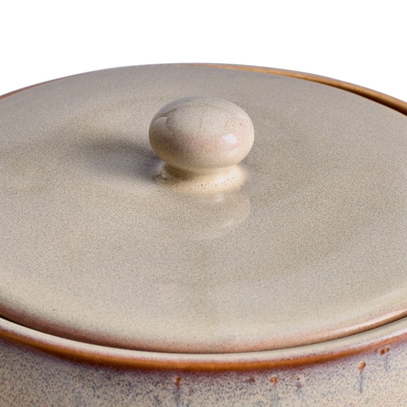 Large Ceramic Canister with Lid - Durable Stoneware Kitchen Storage