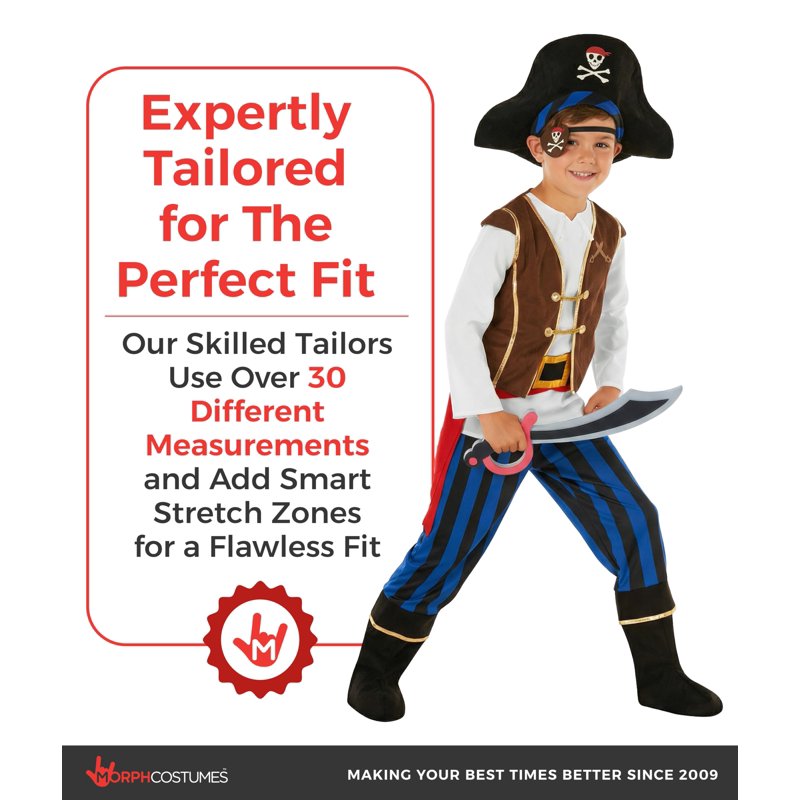 Kids Pirate Costume Hat and Toy Sword Set - Blue, Size M
