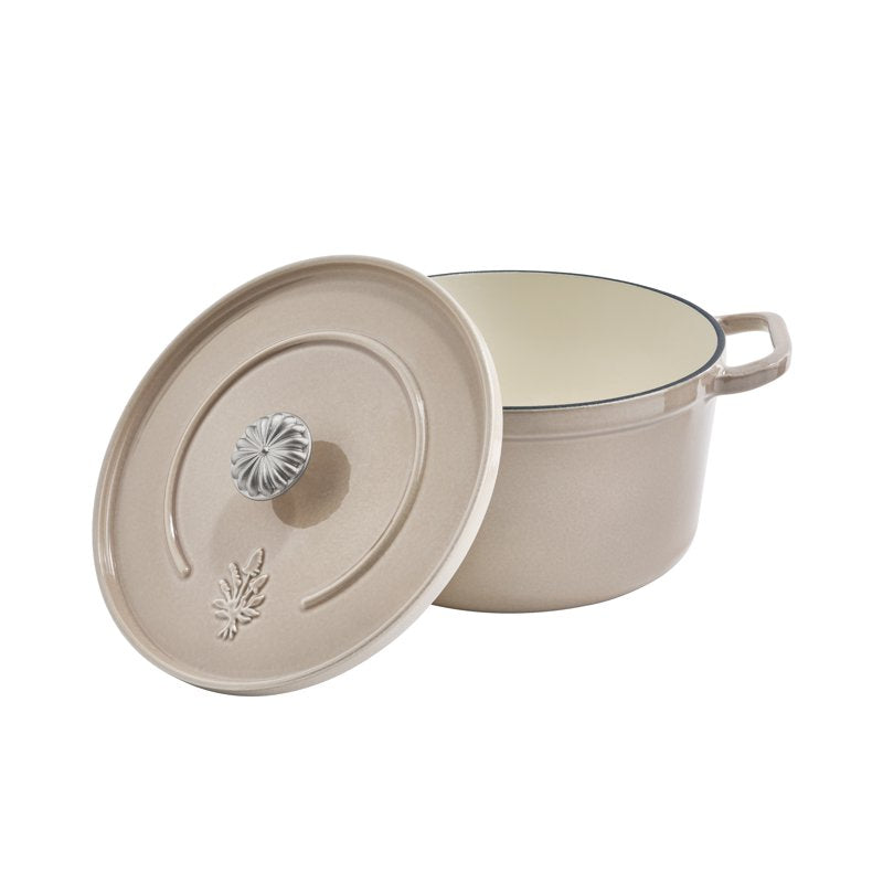 5-Quart Enameled Cast Iron Dutch Oven with Lid - Taupe