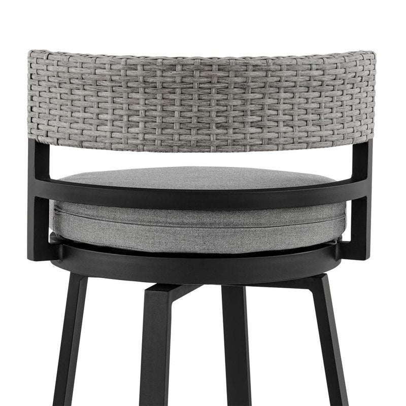 Encinitas 26" Aluminum Outdoor Counter Stool - Dark Gray/Black