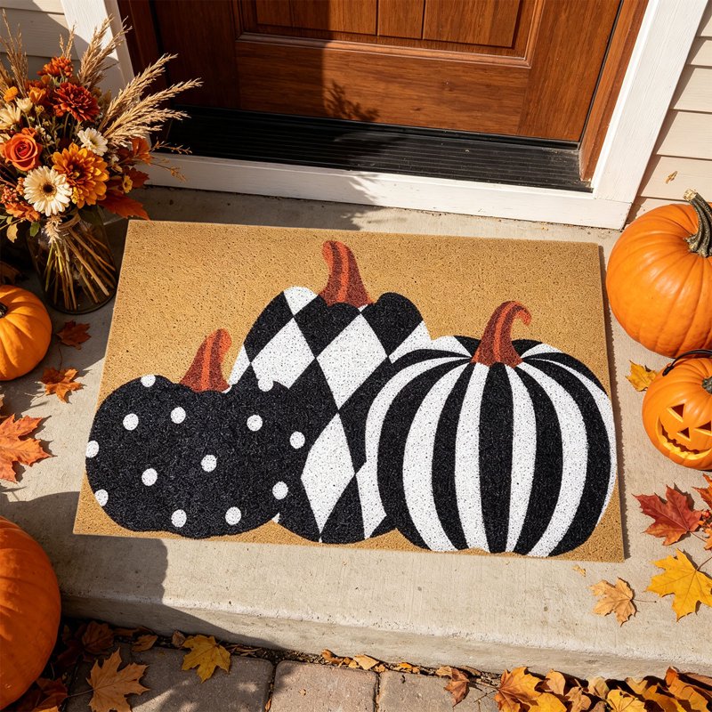 Halloween Door Mat - 24x16 Inch Thick Non Slip Pumpkin Entryway Rug - Pumpkin-C