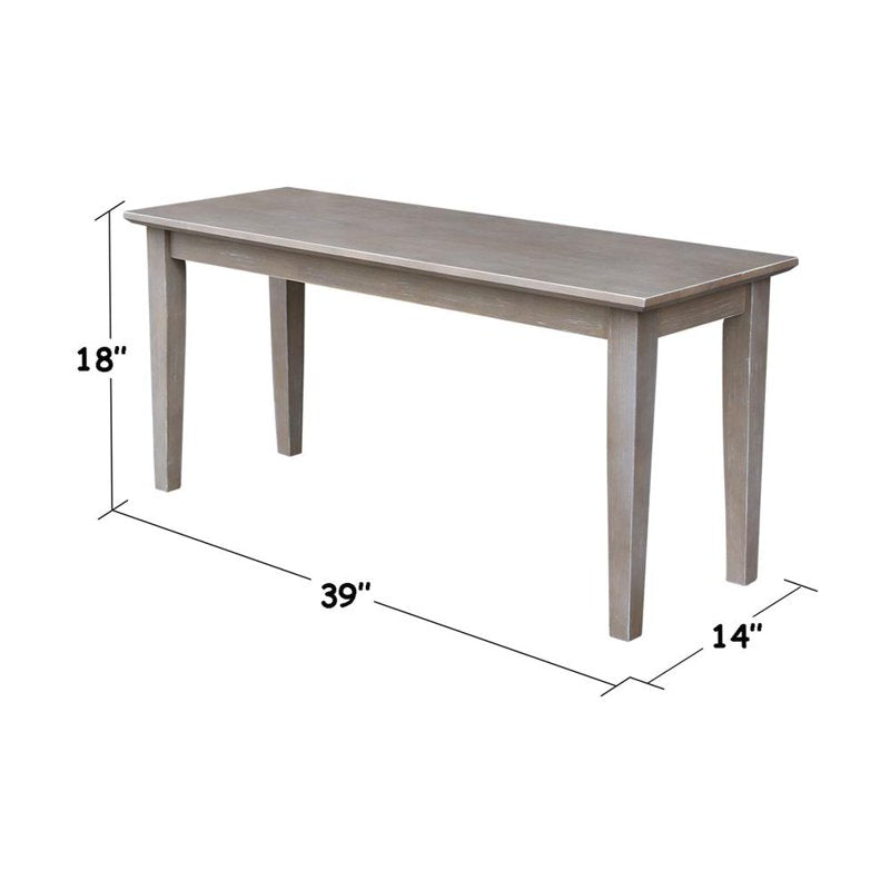 Shaker Style Bench - Washed Gray Taupe - Solid Parawood