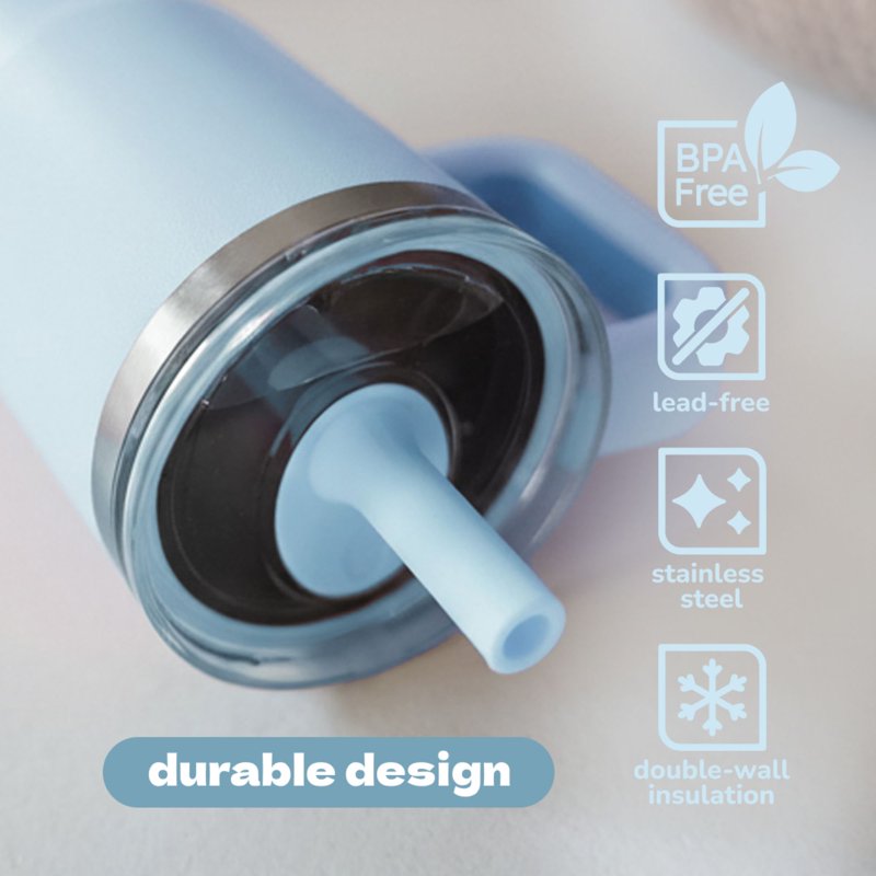 Insulated Kids Tumbler with Silicone Straw - 12oz Blue