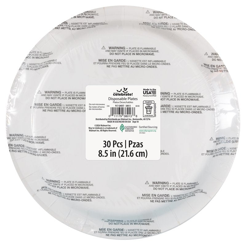 30-Pack 9-Inch Pastel Ghosts Halloween Paper Plates for Parties