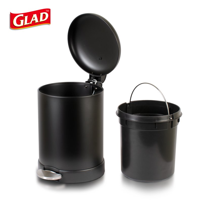 1.2 Gallon Stainless Steel Small Step Trash Can - Black