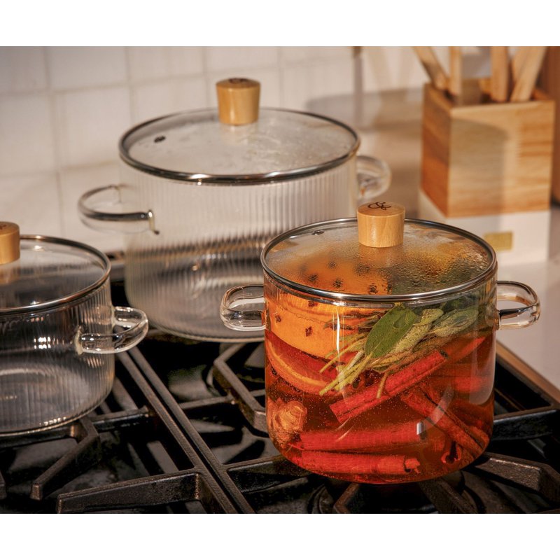 2.43QT Borosilicate Glass Pot - Durable Heat-Resistant Cookware