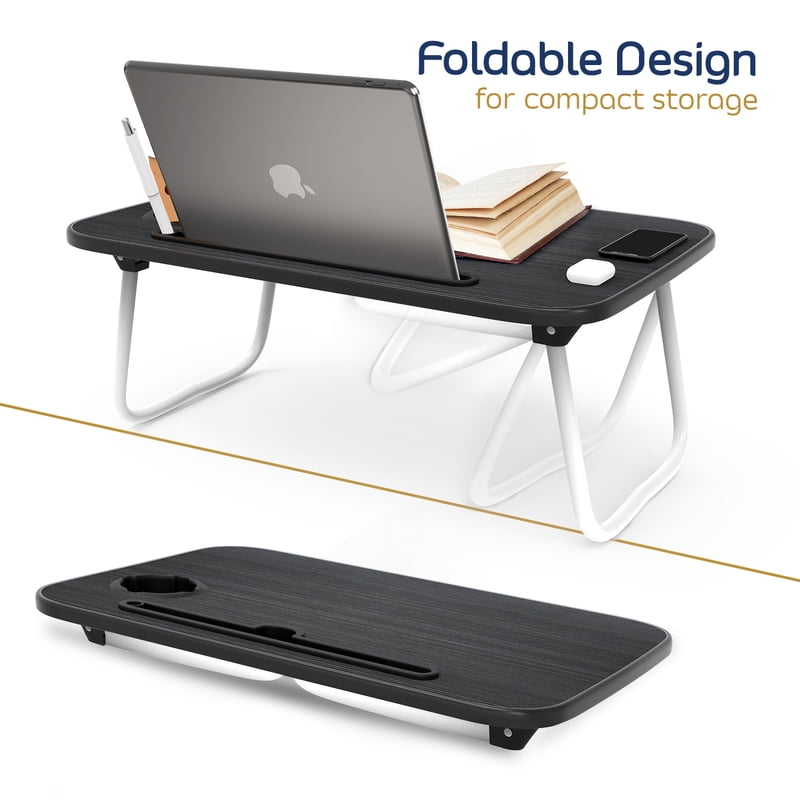 Blue Nestl Reading Pillow with Portable Lap Desk Stand - Medium, Striped Back Support