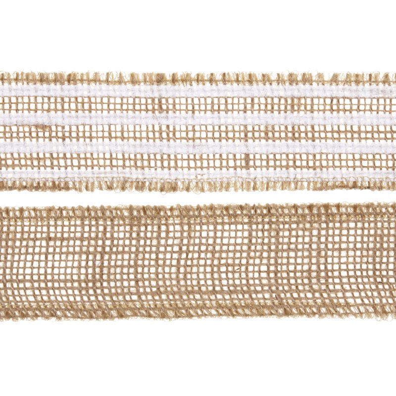 Natural & White Stripe Burlap Ribbon Set - 1.5 W x 3 Yds Craft Trim - Love Laugh Craft