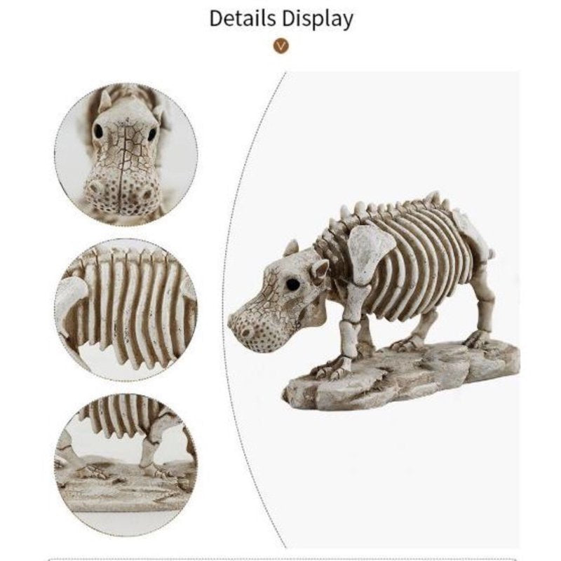 Personalised Skeleton Hippo Halloween Ornament - Unique Skeleton Hippo Figurine, Home Desk Decor, Variation 038#B
