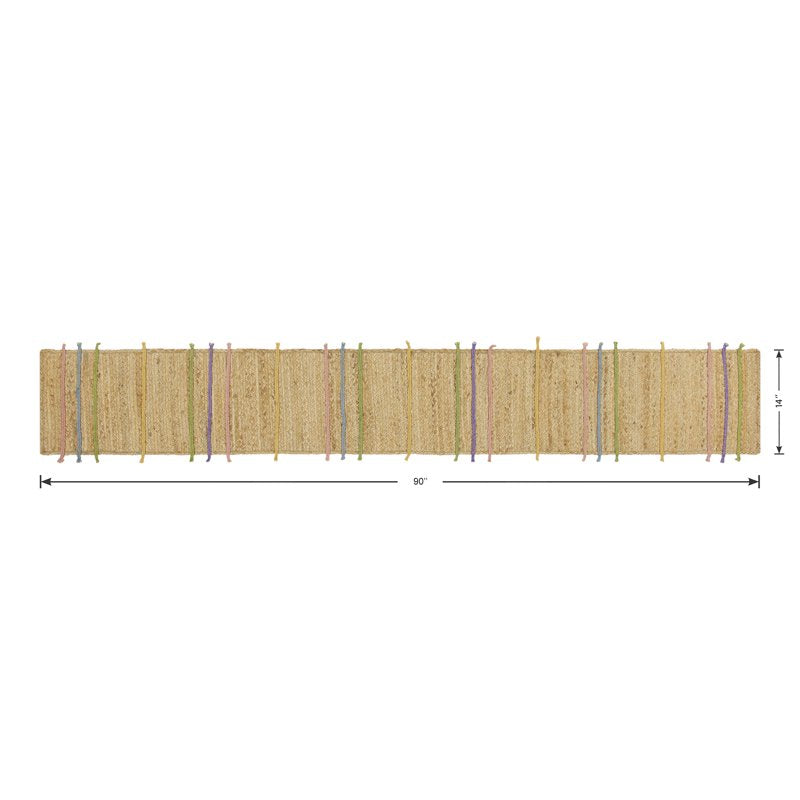 Jute Braid Table Runner - 14" x 90" - Natural Multicolor