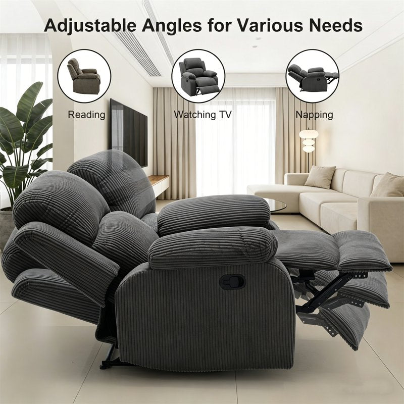 Manual Recliner Chair - Plush Armchair for Living Room & Bedroom