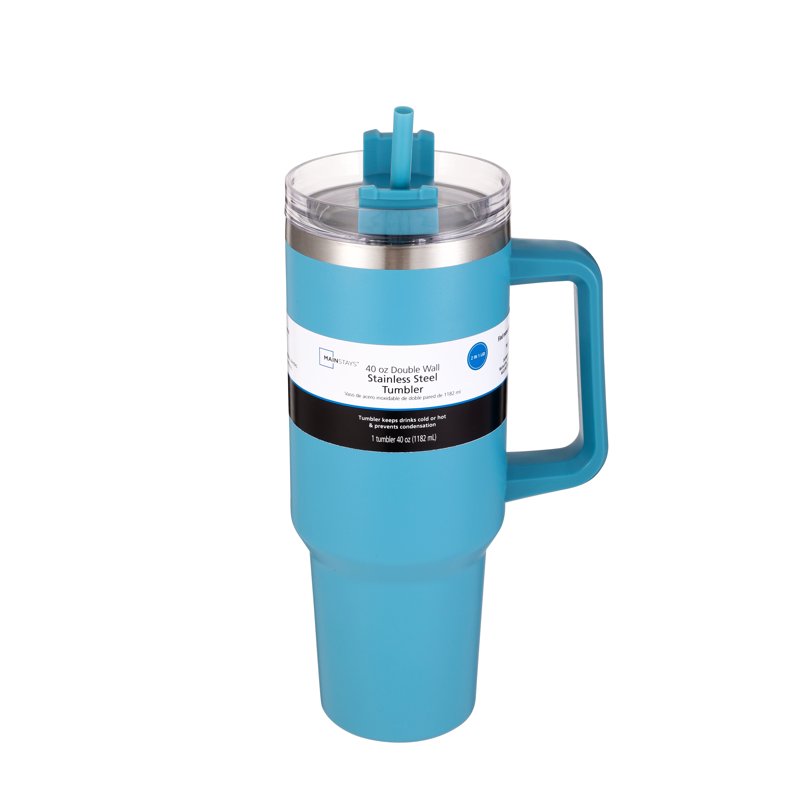 40 oz Teal Stainless Steel Double-Wall Tumbler with Lid