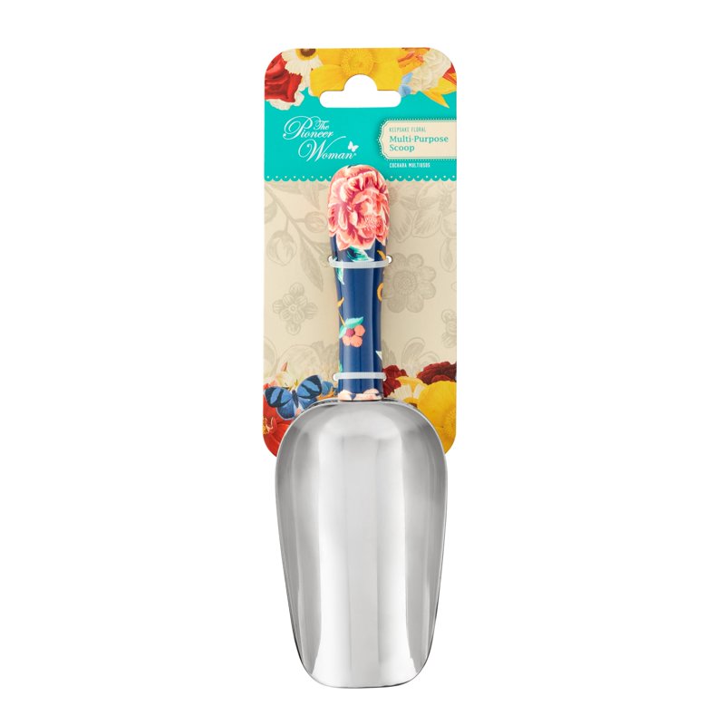 Multi-Purpose Stainless Steel Kitchen Scoop with Floral Design