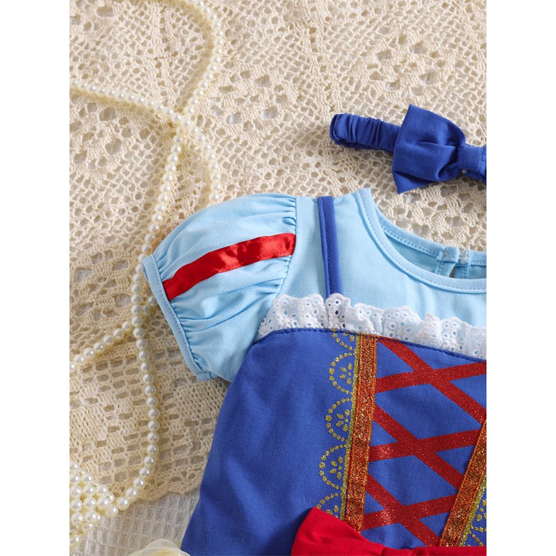 Princess Baby Romper Costume for 3-6 Months - Lace & Tulle Dress with Headband