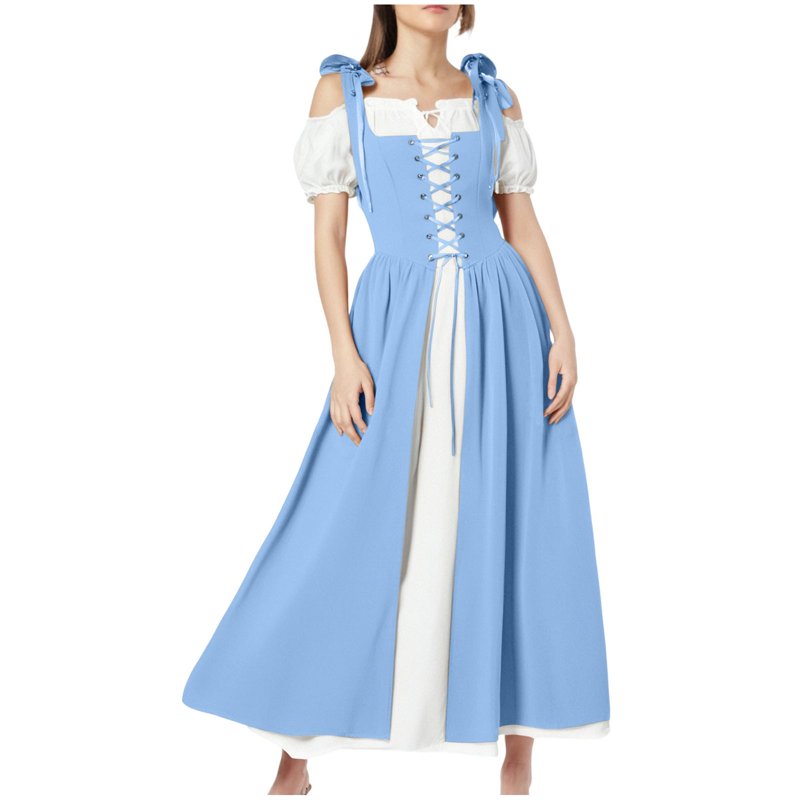 Women’s Renaissance Costume Dress - Light Blue Medieval Gothic Gown - Size L - Variation AA