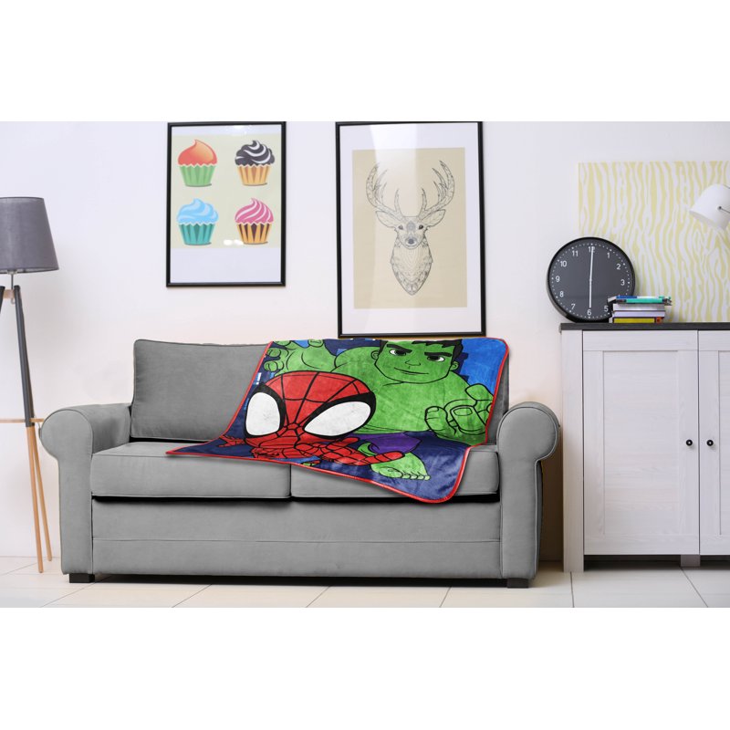 Kids Spidey & His Amazing Friends Throw Blanket 46x60 Microfiber Blue