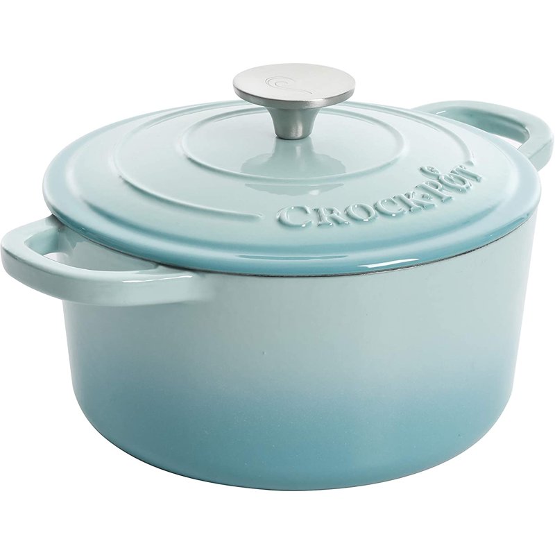 5 Quart Enamel Cast Iron Dutch Oven Cooker - Aqua Blue