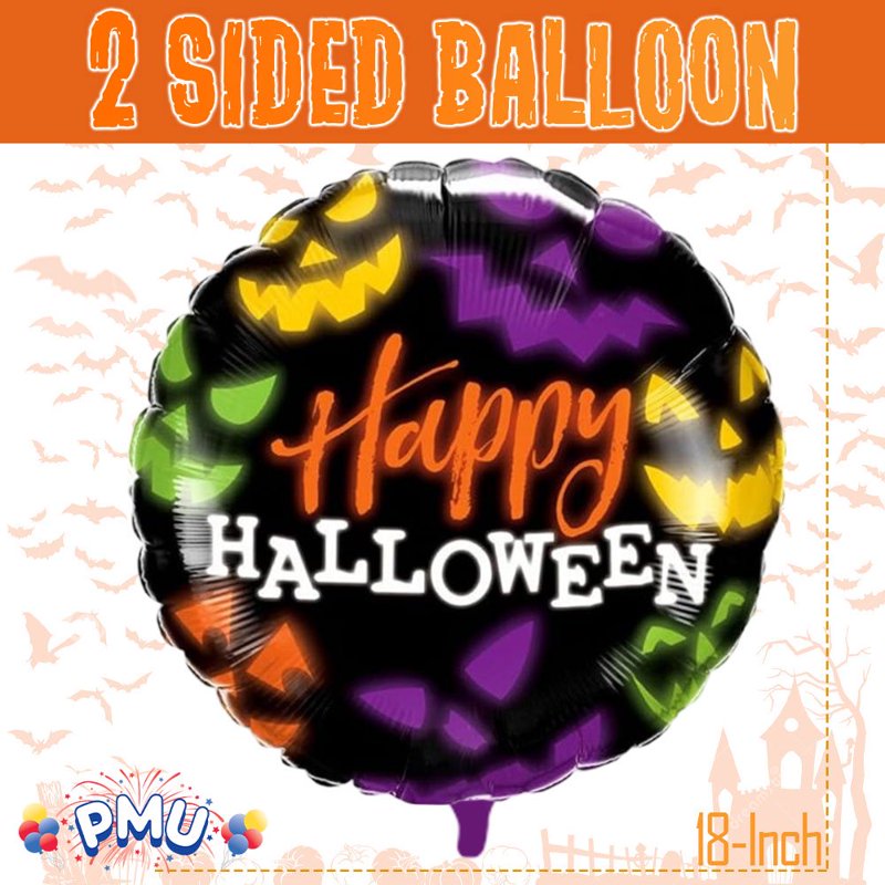 Halloween Mylar Balloon Bouquet Assortment 100 Pieces - 18 Inch Foil Balloons - Seasonal Party Decorations - Variation 1