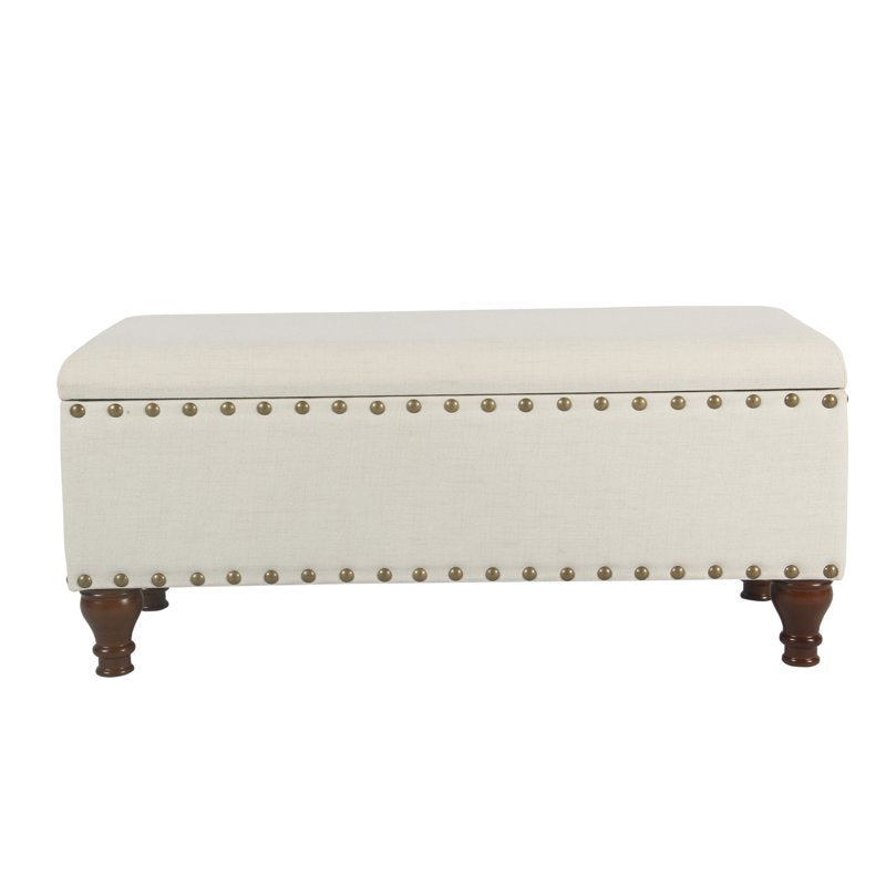 Large Storage Bench with Nailhead Trim - Multiple Colors