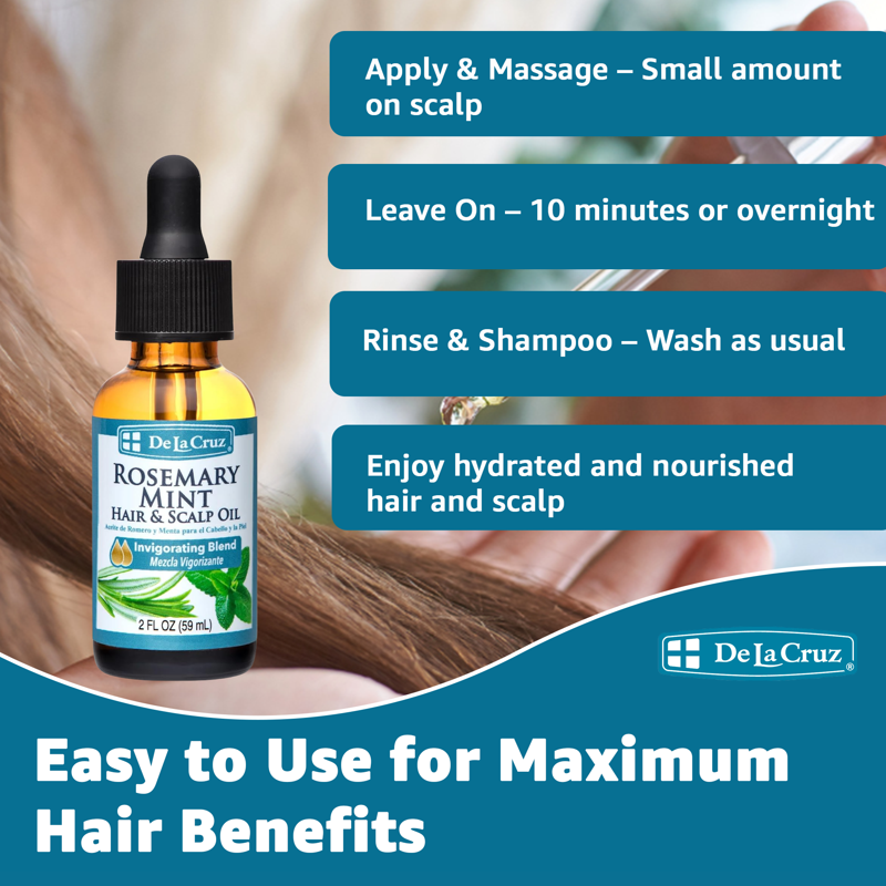 Rosemary Mint Hair and Scalp Oil - Nourishing Blend with Castor Oil