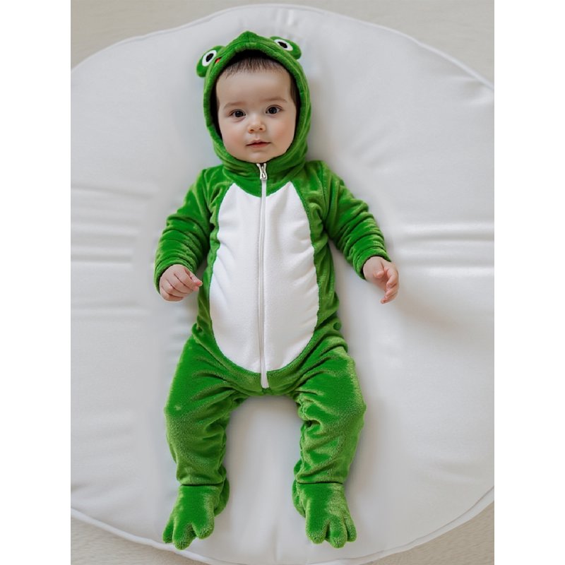 Kids Toddler Baby Halloween Frog Costume Unisex Footed Romper 1-3 Months - Green