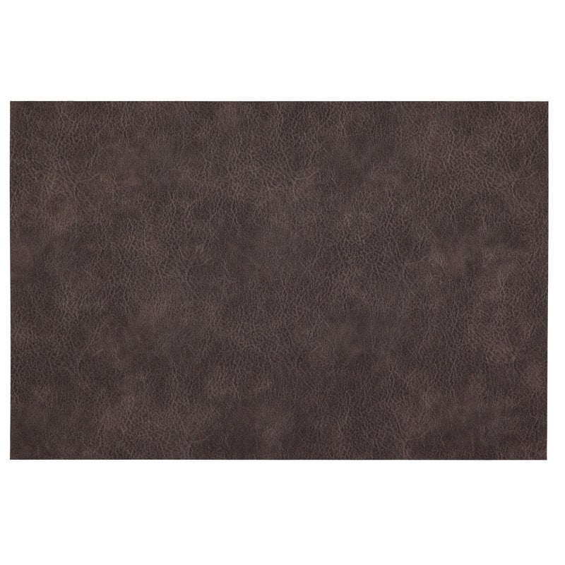 Textured Faux Leather Placemats Set of 4 - Grey/Brown, Reversible, Non-Slip