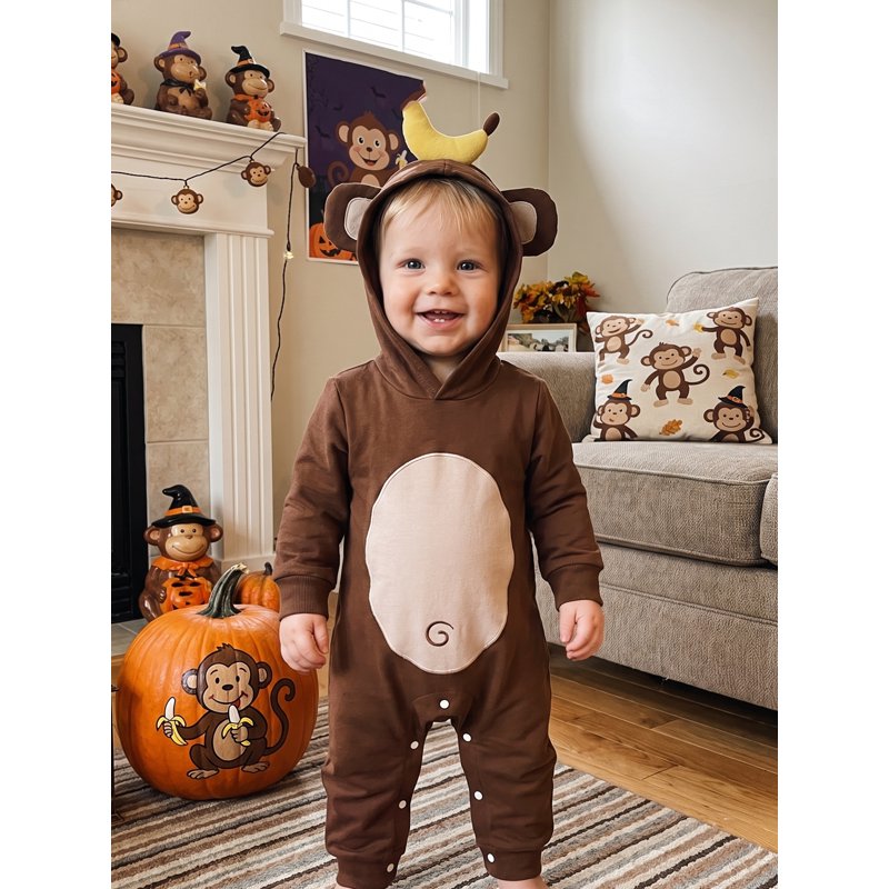 Newborn Baby Monkey Costume Jumpsuit - Brown 18-24 Months