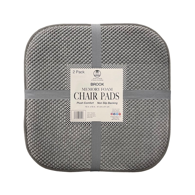 Memory Foam Chair Seat Cushion - 16"x16", 2-Pack, Grey