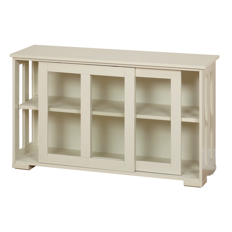 Stackable Storage Cabinet with Tempered Glass Doors - Antique White