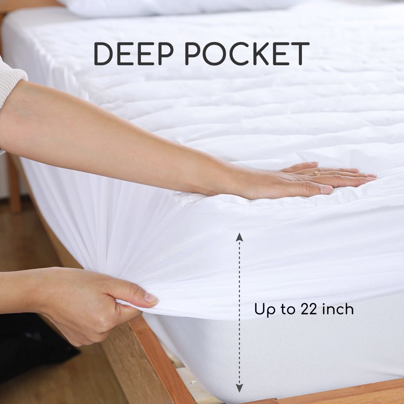 Waterproof Cotton Mattress Pad Full Size 54x75 Inch with Quilted Top
