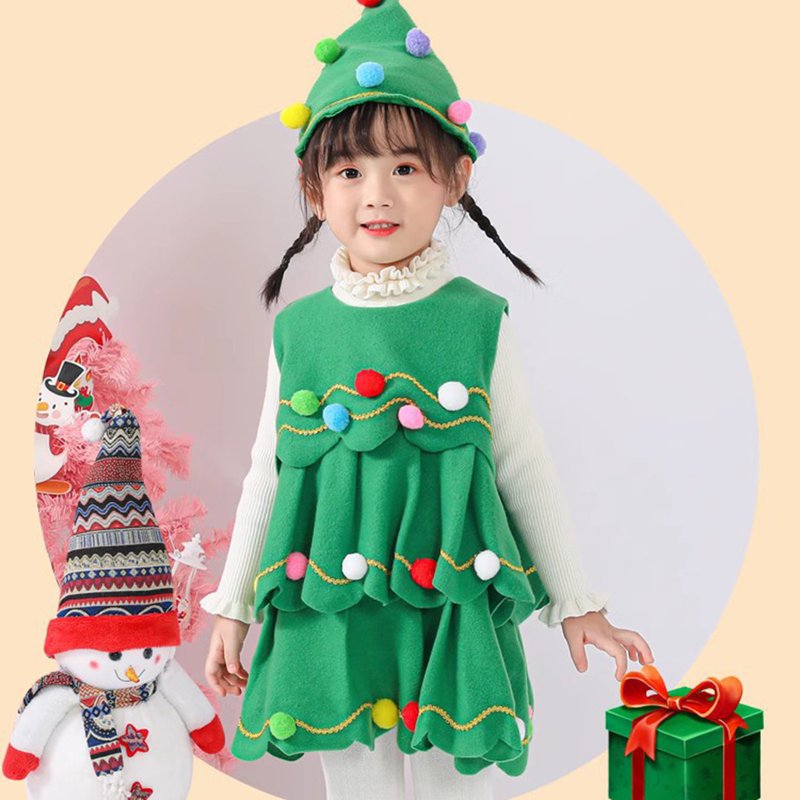 Toddler Girls Christmas Party Outfit with Green Top Hat - Sizes 4-5 Years
