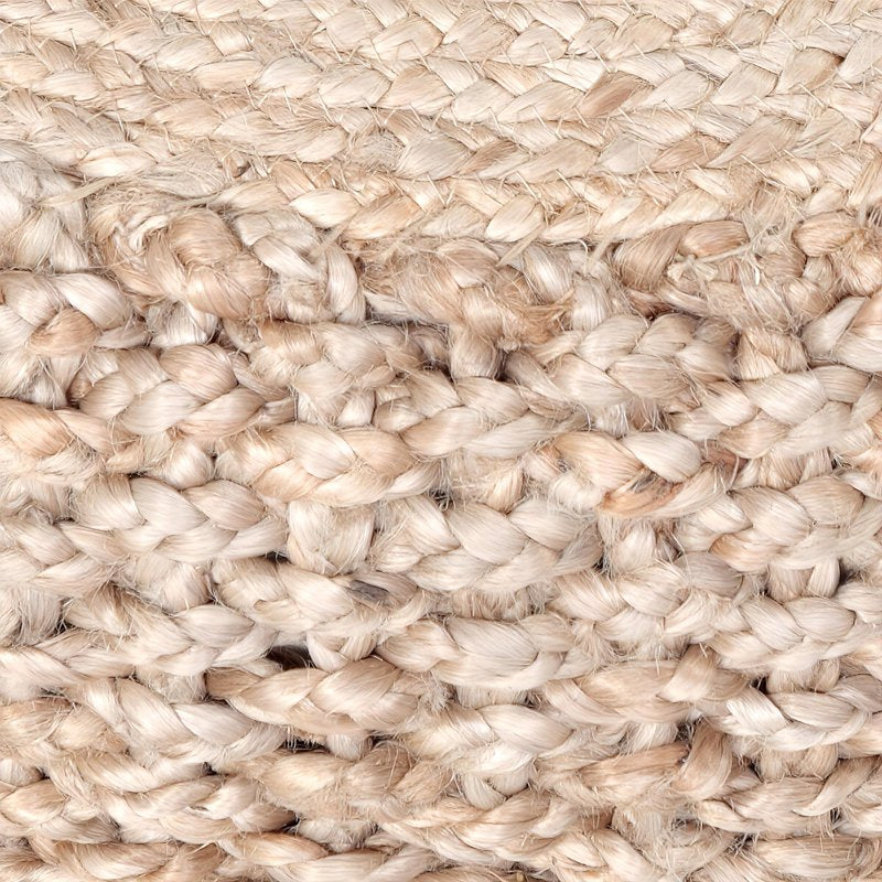 Natural Jute Round Pouf Ottoman - Hand-Braided, Indoor Seat & Table