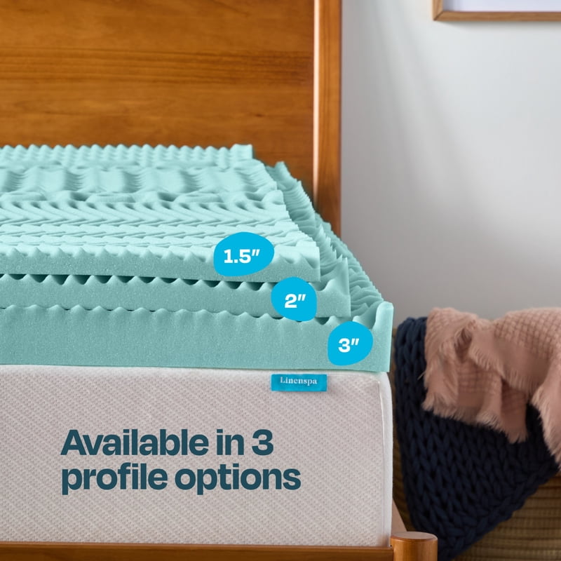 Twin 1.5-Inch Cooling Gel & Green Tea Memory Foam Mattress Topper
