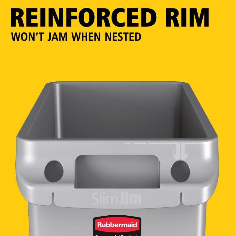 23 Gallon Vented Slim Jim Trash Can - Gray