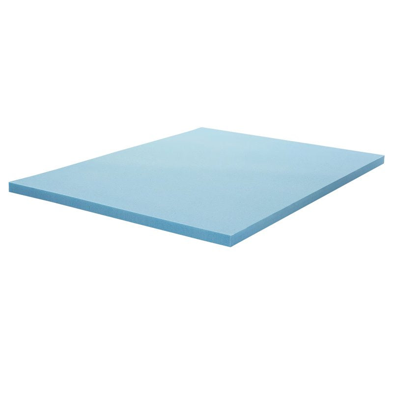 Queen Gel Memory Foam Mattress Topper 2 Inch Cooling Support - Blue - Continental Sleep
