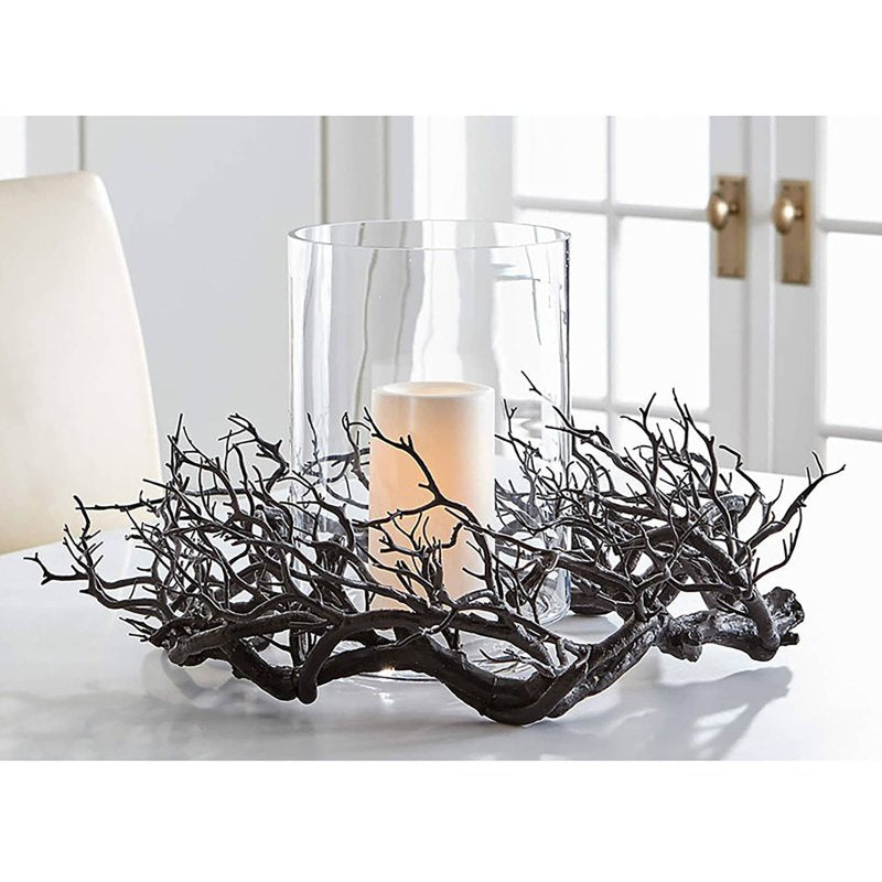Halloween Black Branch Wreath with Red Lights for Front Door Indoor Outdoor Decor