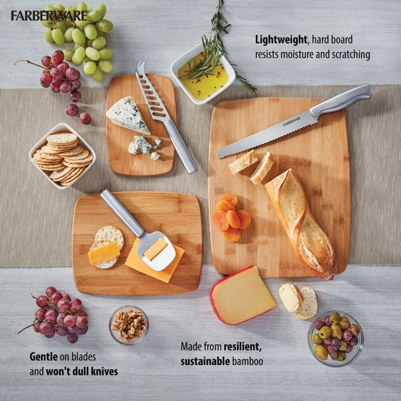 Bamboo Cutting Board Set - 3-Piece Eco-Friendly Kitchen Boards