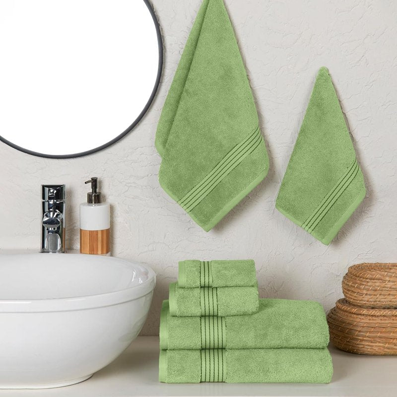 Sage 6-Piece Turkish Cotton Towel Set - Bath, Hand & Washcloths
