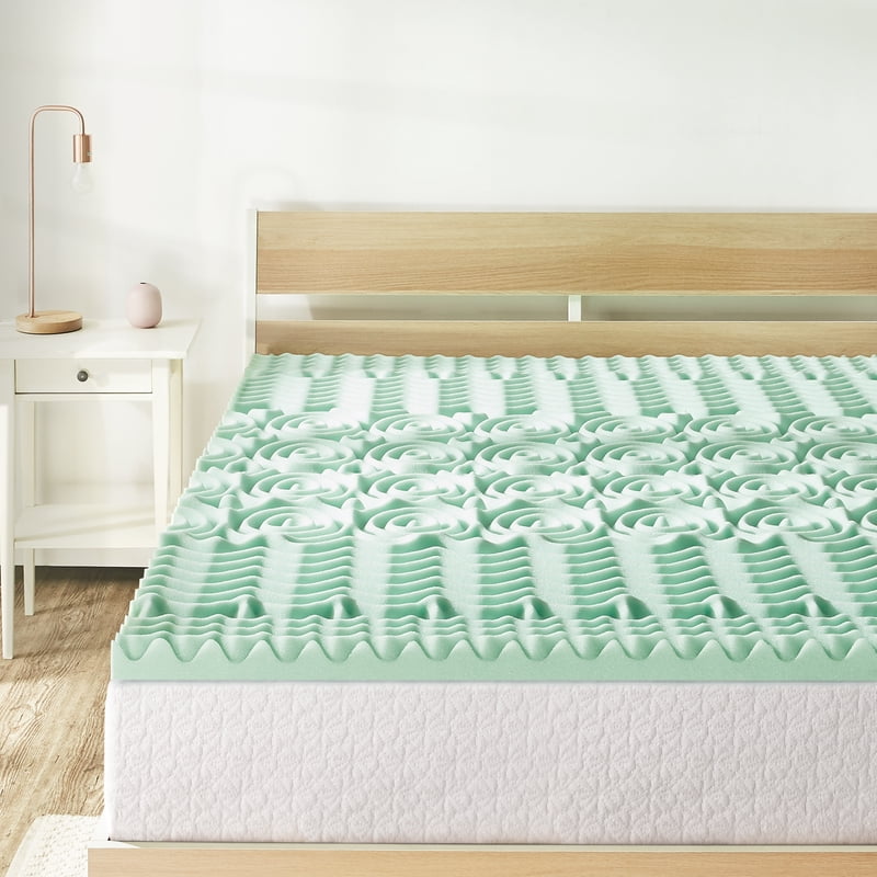 Memory Foam Mattress Topper Twin-XL 1.5 Inch 5-Zone Aloe Infusion