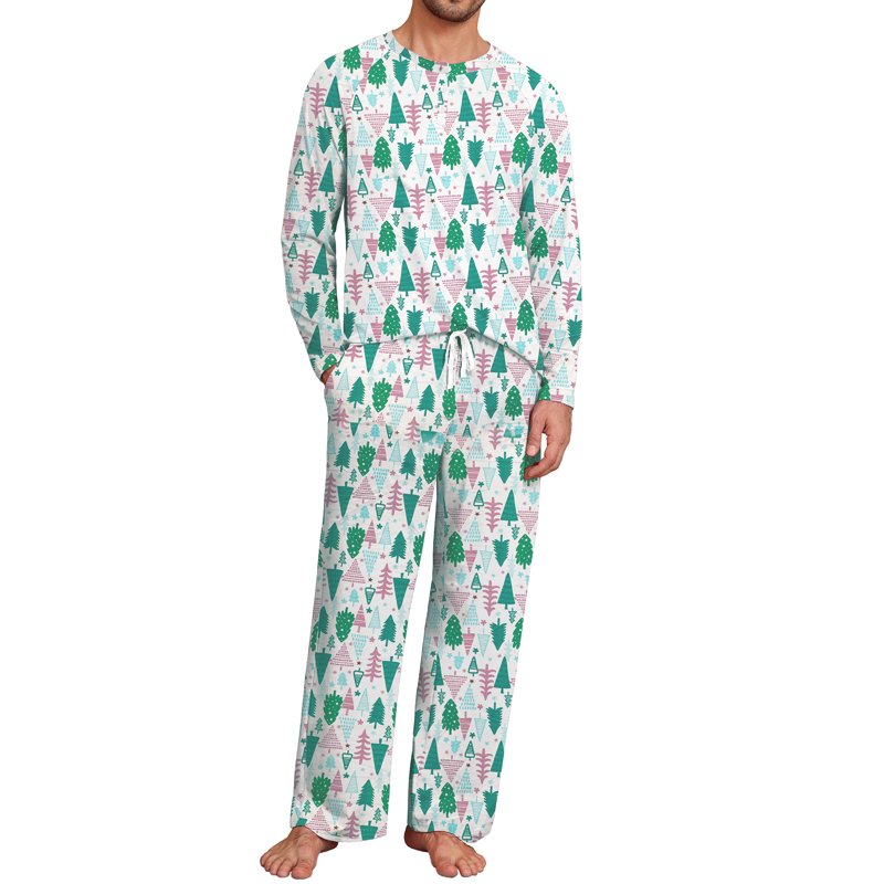 Christmas Pajama Sets for Couples - White Tree XL Holiday Sleepwear